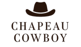 Logo minimaliste de Chapeaucowboy.fr avec silhouette de chapeau et typographie western élégante.